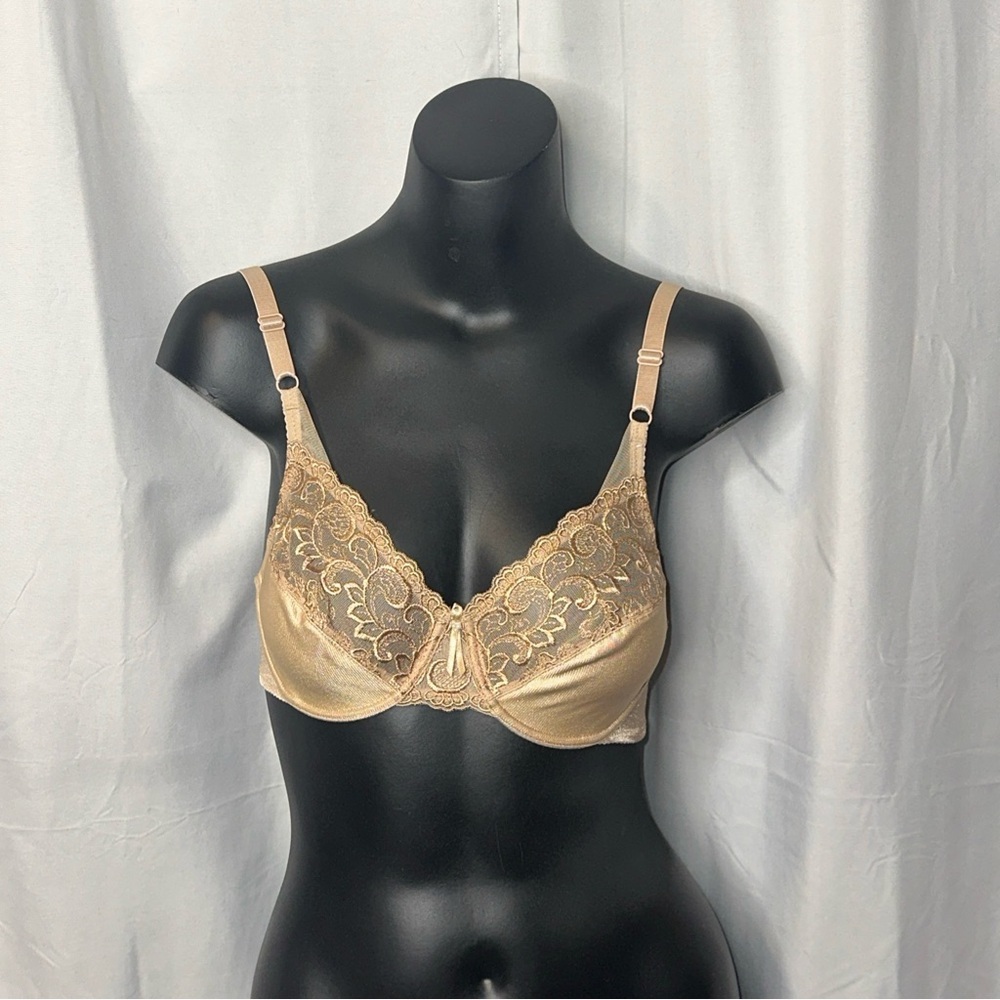 Wacoal Retro Chic Bra 34B Tan Lace Unlined Underwire Adjustable 85180 M15